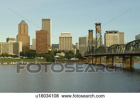 Portland, OR, Oregon, Willamette River, Hawthorne Lift Bridge, downtown, skyline View Large Photo Image Stock Photo - Portland, OR, Oregon, Willamette River, Hawthorne Lift Bridge, downtown, skyline. Fotosearch