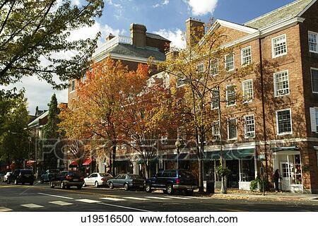 Stock Image -  Princeton, NJ, New Jersey, Downtown, Nassau Street, autumn. Fotosearch