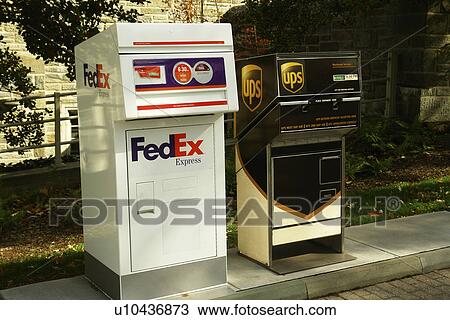 Stock Image -  Princeton, NJ, New Jersey, Princeton University, FedEx, UPS Boxes. Fotosearch