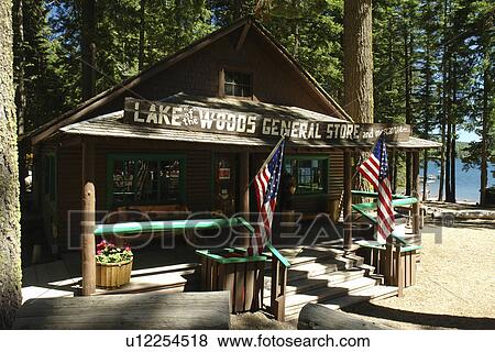 Stock Photo -  Rogue River National Forest, OR, Oregon, Lake of the Woods Mountain Lodge and Resort, Cascade Range, General Store. Fotosearch
