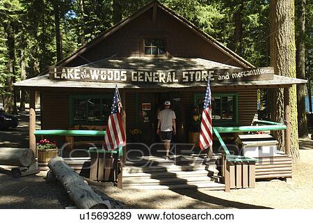 Stock Photo -  Rogue River National Forest, OR, Oregon, Lake of the Woods Mountain Lodge and Resort, Cascade Range, General Store. Fotosearch