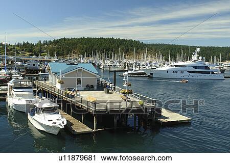 Stock Image -  San Juan Island, WA, Washington, Puget Sound, San Juan Islands, Friday Harbor, Washington State ferry to British Columbia, Canada. Fotosearch