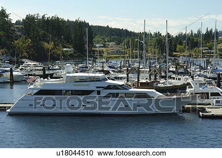 Stock Image -  San Juan Island, WA, Washington, Puget Sound, San Juan Islands, Friday Harbor, marina. Fotosearch