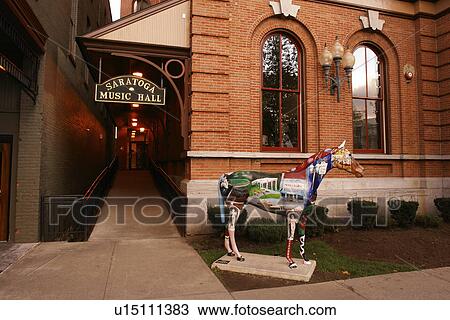 Saratoga Springs, NY, New York, Historic Downtown, Saratoga Music Hall, horse statue View Large Photo Image Stock Image - Saratoga Springs, NY, New York, Historic Downtown, Saratoga Music Hall, horse statue. Fotosearch