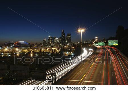 Seattle, WA, Washington, downtown, skyline, I-5, evening View Large Photo Image Stock Image - Seattle, WA, Washington, downtown, skyline, I-5, evening. Fotosearch