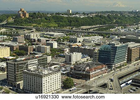 Seattle, WA, Washington, downtown, aerial from Smith Tower View Large Photo Image Stock Image - Seattle, WA, Washington, downtown, aerial from Smith Tower. Fotosearch