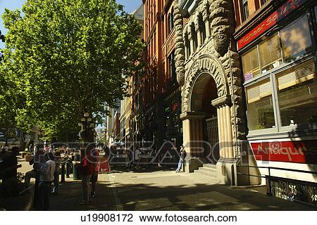 Stock Image -  Seattle, WA, Washington, downtown, Pioneer Historic District, Pioneer Square. Fotosearch