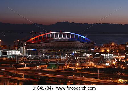 Seattle, WA, Washington, downtown, Qwest Field, I-90, evening View Large Photo Image Stock Photo - Seattle, WA, Washington, downtown, Qwest Field, I-90, evening. Fotosearch