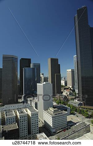 Seattle, WA, Washington, downtown, skyline, aerial from Smith Tower View Large Photo Image Stock Photo - Seattle, WA, Washington, downtown, skyline, aerial from Smith Tower. Fotosearch