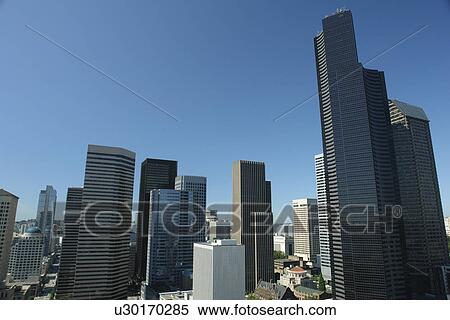 Seattle, WA, Washington, downtown, skyline, aerial from Smith Tower View Large Photo Image Stock Photography - Seattle, WA, Washington, downtown, skyline, aerial from Smith Tower. Fotosearch