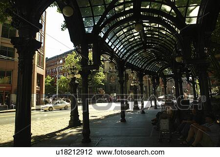Stock Image -  Seattle, WA, Washington, downtown, The Pergola, Pioneer Historic District, Pioneer Square. Fotosearch