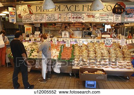 Stock Image -  Seattle, WA, Washington, Public Market Center, Farmers, Pike Place Market. Fotosearch