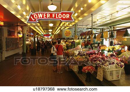 Stock Photo -  Seattle, WA, Washington, Public Market Center, Farmers, Pike Place Market. Fotosearch