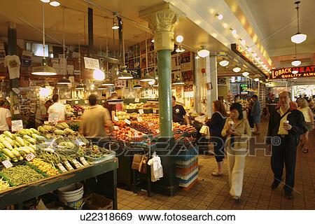 Stock Photo -  Seattle, WA, Washington, Public Market Center, Farmers, Pike Place Market. Fotosearch
