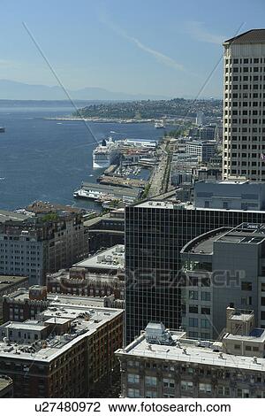 Seattle, WA, Washington, Puget Sound, downtown, skyline, aerial from Smith Tower View Large Photo Image Stock Image - Seattle, WA, Washington, Puget Sound, downtown, skyline, aerial from Smith Tower. Fotosearch