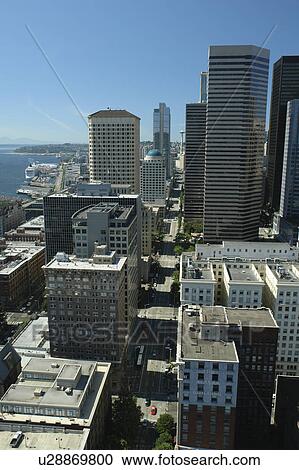 Seattle, WA, Washington, Puget Sound, downtown, skyline, aerial from Smith Tower View Large Photo Image Stock Image - Seattle, WA, Washington, Puget Sound, downtown, skyline, aerial from Smith Tower. Fotosearch