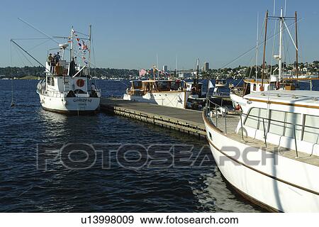 Stock Photo -  Seattle, WA, Washington, Puget Sound, South Lake Union Historic Ships Wharf, annual festival of wooden boats. Fotosearch