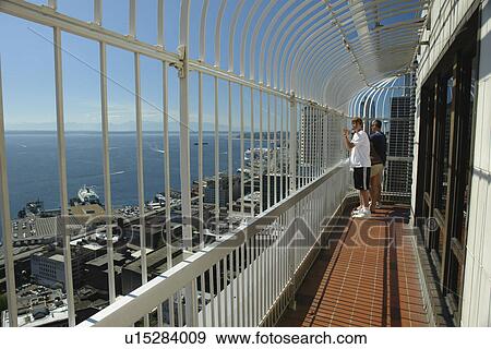 Stock Photo -  Seattle, WA, Washington, Puget Sound, port, harbor, Smith Tower. Fotosearch