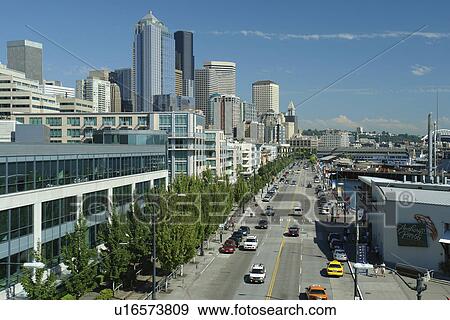 Seattle, WA, Washington, Puget Sound, Alaskan Way, Waterfront View Large Photo Image Stock Photo - Seattle, WA, Washington, Puget Sound, Alaskan Way, Waterfront. Fotosearch