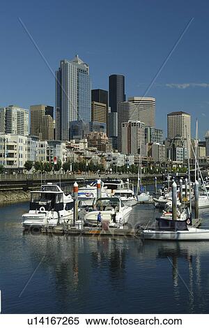 Stock Photography -  Seattle, WA, Washington, Puget Sound, Elliot Bay, Bell Street, Harbor, Marina. Fotosearch