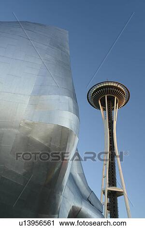 Seattle, WA, Washington, Seattle Center, Space Needle, Experiment Music Project, Frank O. Gehry designed building View Large Photo Image Stock Image - Seattle, WA, Washington, Seattle Center, Space Needle, Experiment Music Project, Frank O. Gehry designed building. Fotosearch