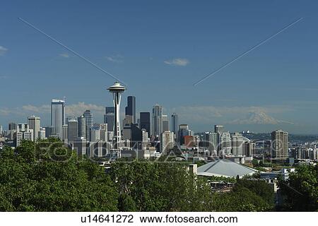 Seattle, WA, Washington, Seattle Downtown Skyline, Space Needle, from Kerry Park View Large Photo Image Stock Image - Seattle, WA, Washington, Seattle Downtown Skyline, Space Needle, from Kerry Park. Fotosearch