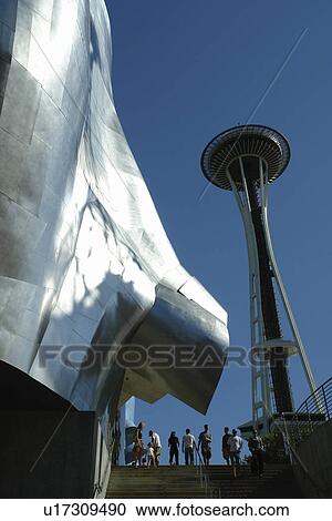 Seattle, WA, Washington, Seattle Center, Space Needle, Experiment Music Project, Frank O. Gehry designed building View Large Photo Image Stock Image - Seattle, WA, Washington, Seattle Center, Space Needle, Experiment Music Project, Frank O. Gehry designed building. Fotosearch
