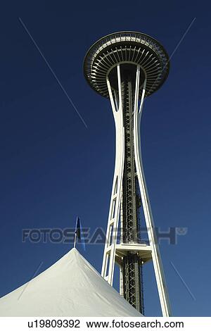 Stock Image -  Seattle, WA, Washington, Seattle Center, Space Needle. Fotosearch