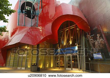 Stock Image -  Seattle, WA, Washington, Seattle Center, Experiment Music Project, Science Fiction Museum and Hall of Fame. Fotosearch