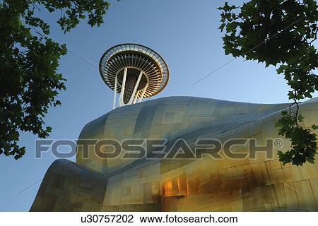 Seattle, WA, Washington, Seattle Center, Space Needle, Experiment Music Project, Frank O. Gehry designed building View Large Photo Image Stock Image - Seattle, WA, Washington, Seattle Center, Space Needle, Experiment Music Project, Frank O. Gehry designed building. Fotosearch