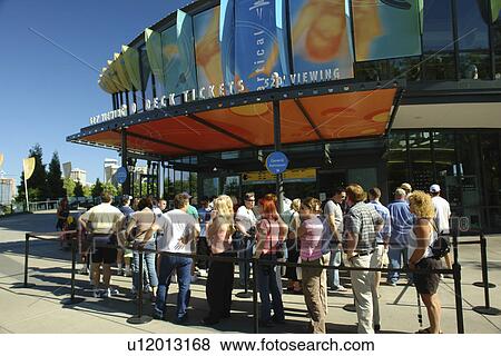 Seattle, WA, Washington, Seattle Center, entrance to Space Needle, people in line View Large Photo Image Stock Photo - Seattle, WA, Washington, Seattle Center, entrance to Space Needle, people in line. Fotosearch