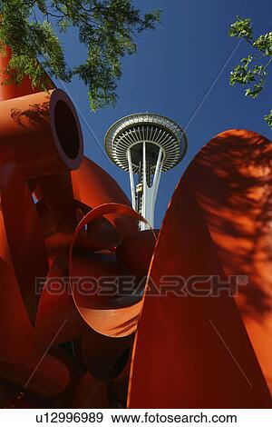 Seattle, WA, Washington, Seattle Center, Space Needle, red Calder Statue View Large Photo Image Stock Photo -  Seattle, WA, Washington, Seattle Center, Space Needle, red Calder Statue. Fotosearch