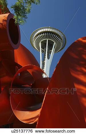 Seattle, WA, Washington, Seattle Center, Space Needle, red Calder Statue View Large Photo Image Stock Photograph - Seattle, WA, Washington, Seattle Center, Space Needle, red Calder Statue. Fotosearch