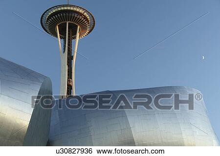 Seattle, WA, Washington, Seattle Center, Space Needle, Experiment Music Project, Frank O. Gehry designed building View Large Photo Image Stock Photograph - Seattle, WA, Washington, Seattle Center, Space Needle, Experiment Music Project, Frank O. Gehry designed building. Fotosearch