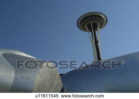 Seattle, WA, Washington, Seattle Center, Space Needle, Experiment Music Project, Frank O. Gehry designed building View Large Photo Image Stock Photography - Seattle, WA, Washington, Seattle Center, Space Needle, Experiment Music Project, Frank O. Gehry designed building. Fotosearch