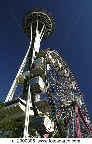 Seattle, WA, Washington, Seattle Center, Space Needle, Ferris wheel View Large Photo Image Stock Photography - Seattle, WA, Washington, Seattle Center, Space Needle, Ferris wheel. Fotosearch