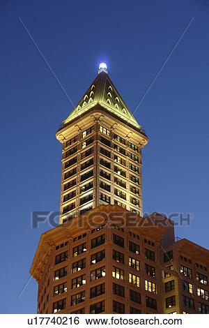 Seattle, WA, Washington, Smith Tower, evening View Large Photo Image Stock Photograph - Seattle, WA, Washington, Smith Tower, evening. Fotosearch