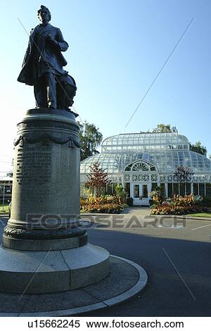 Stock Photography -  Seattle, WA, Washington, Volunteer Park, Capitol Hill, The Conservatory, statue of William Henry Seward. Fotosearch