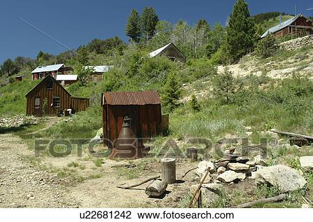 Stock Image -  Silver City, ID, Idaho, Ghost Town, Owyhee Mountains. Fotosearch