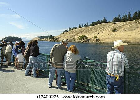 Stock Photography -  Spieden Island, WA, Washington, Puget Sound, San Juan Islands, Haro Strait, Washington State ferry to British Columbia, Canada. Fotosearch