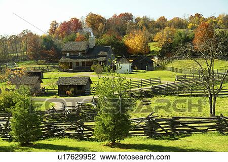Stock Image -  Staunton, VA, Virginia, Shenandoah Valley, Frontier Culture Museum, autumn. Fotosearch