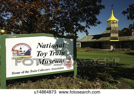 Stock Image -  Strasburg, PA, Pennsylvania, Pennsylvania Dutch Country, National Toy Train Museum, entrance sign. Fotosearch