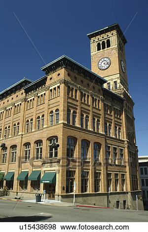 Stock Photo -  Tacoma, WA, Washington, Historic Downtown, Old City Hall, Clock Tower. Fotosearch