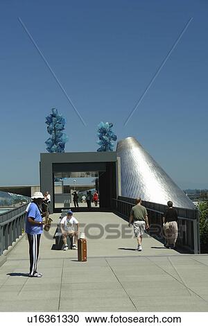 Stock Image -  Tacoma, WA, Washington, Museum of Glass, Chihuly Bridge of Glass, downtown. Fotosearch