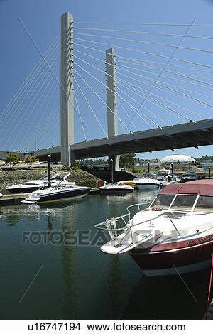 Tacoma, WA, Washington, Puget Sound, SR 509 Cable-stayed Bridge, Thea Foss Waterway View Large Photo Image Picture - Tacoma, WA, Washington, Puget Sound, SR 509 Cable-stayed Bridge, Thea Foss Waterway. Fotosearch