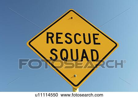 Stock Image -  VA, Virginia, Rescue Squad, road sign. Fotosearch
