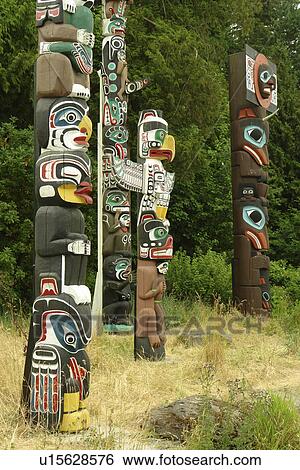 Stock Photograph -  Vancouver, British Columbia, Canada, Stanley Park, totem poles. Fotosearch