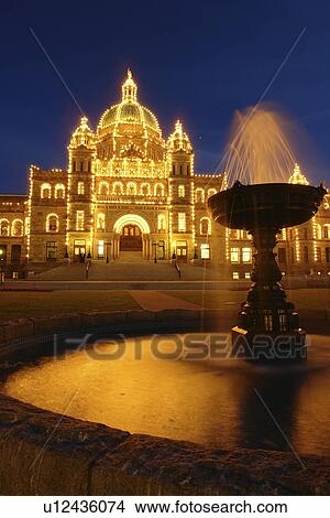 Victoria, British Columbia, Canada, Vancouver Island, Inner Harbour, Parliament Buildings, evening View Large Photo Image Picture - Victoria, British Columbia, Canada, Vancouver Island, Inner Harbour, Parliament Buildings, evening. Fotosearch