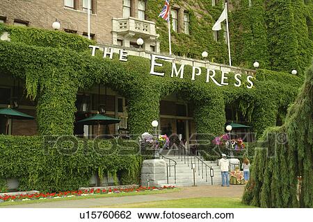 Stock Image -  Victoria, British Columbia, Canada, Vancouver Island, Inner Harbour, The Empress Hotel. Fotosearch