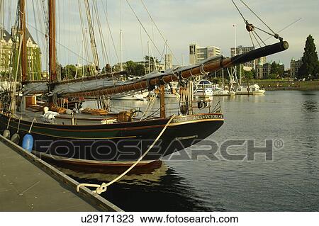 Stock Image -  Victoria, British Columbia, Canada, Vancouver Island, Inner Harbour, waterfront, tall ship, Pacific Grace. Fotosearch
